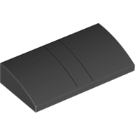 Slope Brick Curved 2 x 4 x 2/3 No Studs, with Bottom Tubes and Silver Lines print (88930pr0015)