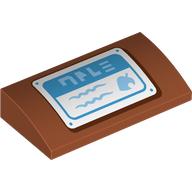 Slope Brick Curved 2 x 4 x 2/3 No Studs with White Sign, Dark Azure Header, Scribbling, Appel print (88930pr0026)