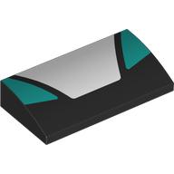 Slope Brick Curved 2 x 4 x 2/3 No Studs with White Trapezoid, Dark Turquoise Triangles print (88930pr0030)