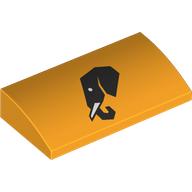 Slope Brick Curved 2 x 4 x 2/3 No Studs with Black Elephant Head print (88930pr0035)