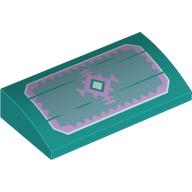 Slope Brick Curved 2 x 4 x 2/3 No Studs with Lavender Crystal, Border on Sand Green Wooden Boards print (88930pr0036)