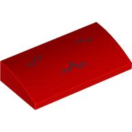 Slope Brick Curved 2 x 4 x 2/3 No Studs with Dark Red Fur print (88930pr0037)