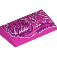 Slope Brick Curved 2 x 4 x 2/3 No Studs, with Dark Purple/White Graffiti Girl print (88930pr0043)