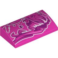 Slope Brick Curved 2 x 4 x 2/3 No Studs, with Dark Purple/White Graffiti Girl print (88930pr0044)
