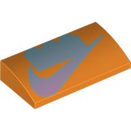 Slope Brick Curved 2 x 4 x 2/3 No Studs, with Bottom Tubes with Silver LEGO Brick, Nike Logo print (88930pr0045)
