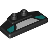 Duplo Rear Spoiler 2 x 4 x 1 / 2 with White and Dark Turquoise Panels Print (89398pr0002)