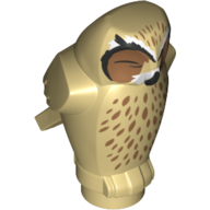 Animal, Bird, Owl Small, Angular Features with Dark Tan Eyes, Black Lines, White Spots (92084pr0008)