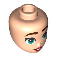 Minidoll Head, Dark Brown Eyebrows, Dark Turquoise Eyes, Coral Lips, Open Mouth Smile (92198pr0008)