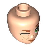 Minidoll Head, Dark Orange Eyebrows, Freckles, Olive Green Eyes, Lopsided Open Mouth (92198pr0039)