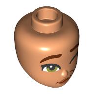 Minidoll Head, Medium Nougat Eyebrows, Olive Green Eyes, Medium Orange Lips, Open Mouth (92198pr0041)
