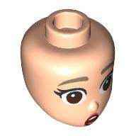 Minidoll Head, Dark Tan Eyebrows, Dark Brown Eyes, Coral Lips, Scared (92198pr0086)