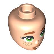Minidoll Head Dark Orange Eyebrows, Bright Green Eyes, Freckles print (92198pr0336)
