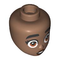 Minidoll Head Thick Black Eyebrows, Brown Eyes, Dark Red Lips, Scrared (92198pr0430)
