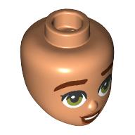 Minidoll Head Reddish Brown Eyebrows, Lips, Olive Green Eyes, Open Mouth Smile (92198pr0452)