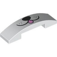 Slope Curved 4 x 1 Double with No Studs with Black Dog Face, Tongue print (93273pr0023)
