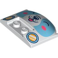Slope Curved 3 x 4 x 2/3 Triple Curved with Medium Azure Dog Face, Headlights print (93604pr9998)