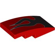 Slope Curved 4 x 2 No Studs with Black/Silver Flames print (93606pr0005)