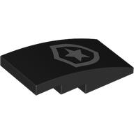 Slope Curved 4 x 2 No Studs with Silver Police Logo print (93606pr0011)