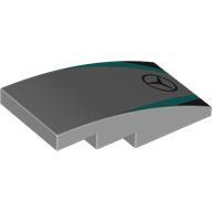 Slope Curved 4 x 2 No Studs with Mercedes Logo, Dark Turquoise/Black Stripes print (93606pr0019)