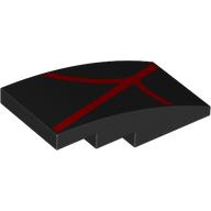 Slope Curved 4 x 2 No Studs with Red Webbing print (93606pr0025)