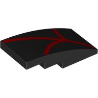 Slope Curved 4 x 2 No Studs with Red Webbing print (93606pr0026)