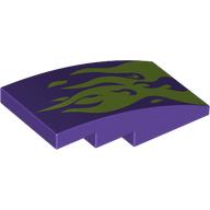 Slope Curved 4 x 2 No Studs with Lime Flames print (93606pr0028)