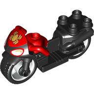 Duplo Motorcycle with Rubber Wheels, Headlights and Golden Spider-Man Logo Print (93702c01pr0009)