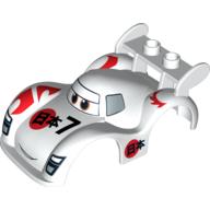 Duplo Car Body, 2 Studs on Spoiler, Wide Fenders, with Cars Shu Todoroki Print (95207pr0001)