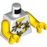 Torso Shirt 3 Flowers over Yellow and Silver Stripe Print, Yellow Arms and Hands (973c01h01pr0805)
