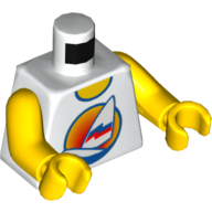 Torso Sailboat with Sunset Print, Yellow Arms and Hands (973c01h01pr1204)