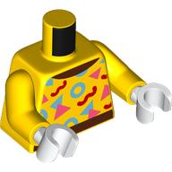 Torso, Reddish Brown Belt, Collar, Red/Bright Light Blue/Coral Shapes print, Yellow Arms, White Hands (973c01h27pr0001)