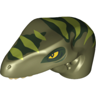 Animal Body Part, Dinosaur, Raptor Head with Tan Teeth and Dark Green and Lime Stripes Print (98065pr0001)