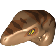 Animal Body Part, Dinosaur, Raptor Head with Tan Teeth and Dark Orange and Dark Brown Stripes Print (98065pr0002)