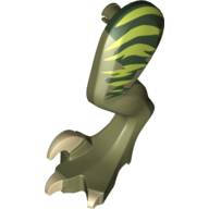 Animal Body Part, Dinosaur, Raptor Leg, Left, with Pin, Tan Claws and Lime Stripes over Dark Green Print (98071pr0001)
