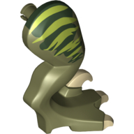 Animal Body Part, Dinosaur, Raptor Leg, Right, with Pin, Tan Claws and Lime Stripes over Dark Green Print (98072pr0001)