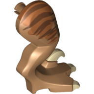 Animal Body Part, Dinosaur, Raptor Leg, Right, with Pin, Tan Claws and Dark Brown Stripes over Dark Orange Print (98072pr0002)