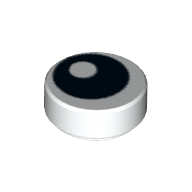 Tile Round 1 x 1 with Offset Black Eye Print (98138pr0008)