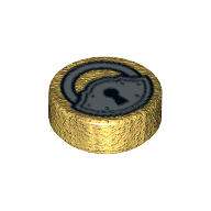 Tile Round 1 x 1 with Padlock Print (98138pr0014)