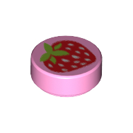 Tile Round 1 x 1 with Strawberry Print (98138pr0017)