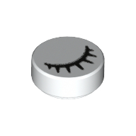 Tile Round 1 x 1 with Black Eye Closed with Eyelashes Print (98138pr0026)