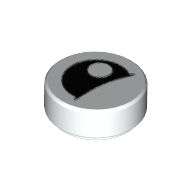 Tile Round 1 x 1 with Black Eye with Off-Side Pupil Partially Closed Print (98138pr0027)