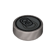 Tile Round 1 x 1 with Soda Can Tab, Ring Pull Print (98138pr0035)