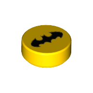 Tile Round 1 x 1 with Batman Logo Print (98138pr0044)