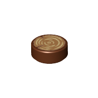Tile Round 1 x 1 with Tree Stump, Wood Log Print (98138pr0048)