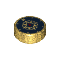 Tile Round 1 x 1 with Compass Print (98138pr0051)