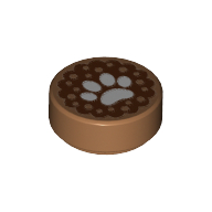 Tile Round 1 x 1 with Animal Track Print (98138pr0056)