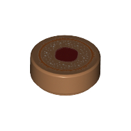 Tile Round 1 x 1 with Circle and Dark Red Blob Print (98138pr0059)