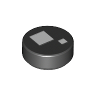 Tile Round 1 x 1 with Large and Small White Squares Print (Brickheadz Eye) (98138pr0060)