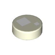 Tile Round 1 x 1 with Large and Small White Squares Print (Brickheadz Eye) (98138pr0060)