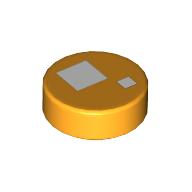 Tile Round 1 x 1 with Large and Small White Squares Print (Brickheadz Eye) (98138pr0060)